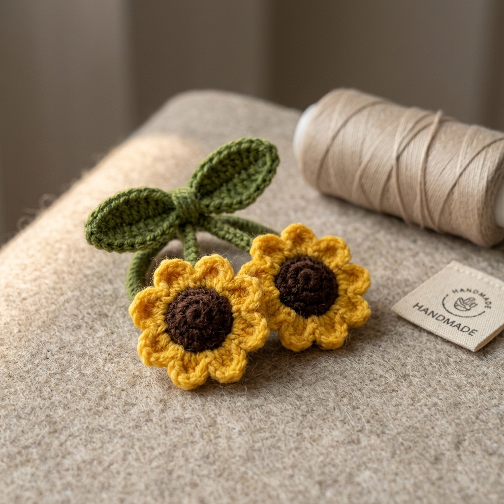 Sunflower Crochet Hair Tie