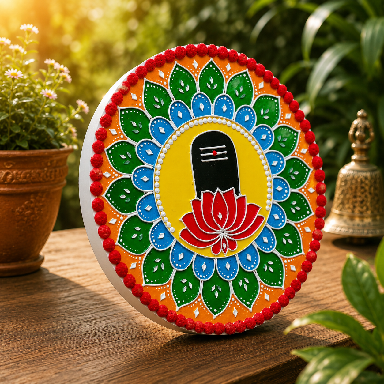 Handcrafted Mahadev Shivling Lippan Art Wall Hanging thumbnail 2