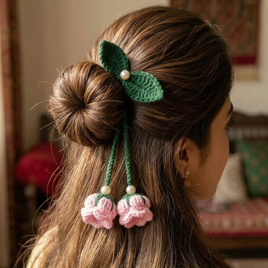 Handmade Cherry Bun Hair Accent