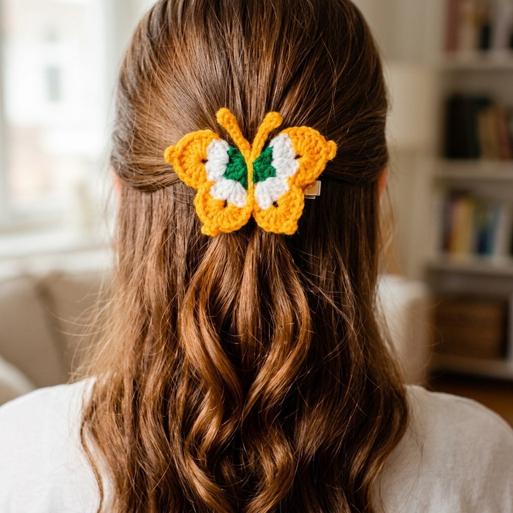 Whimsical Butterfly Crochet Hair Clip