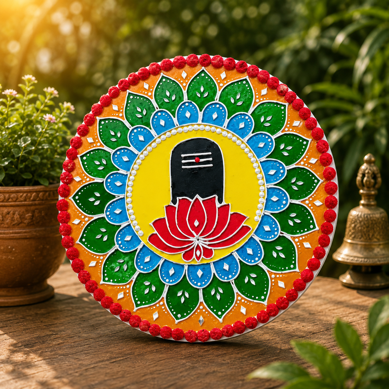 Handcrafted Mahadev Shivling Lippan Art Wall Hanging